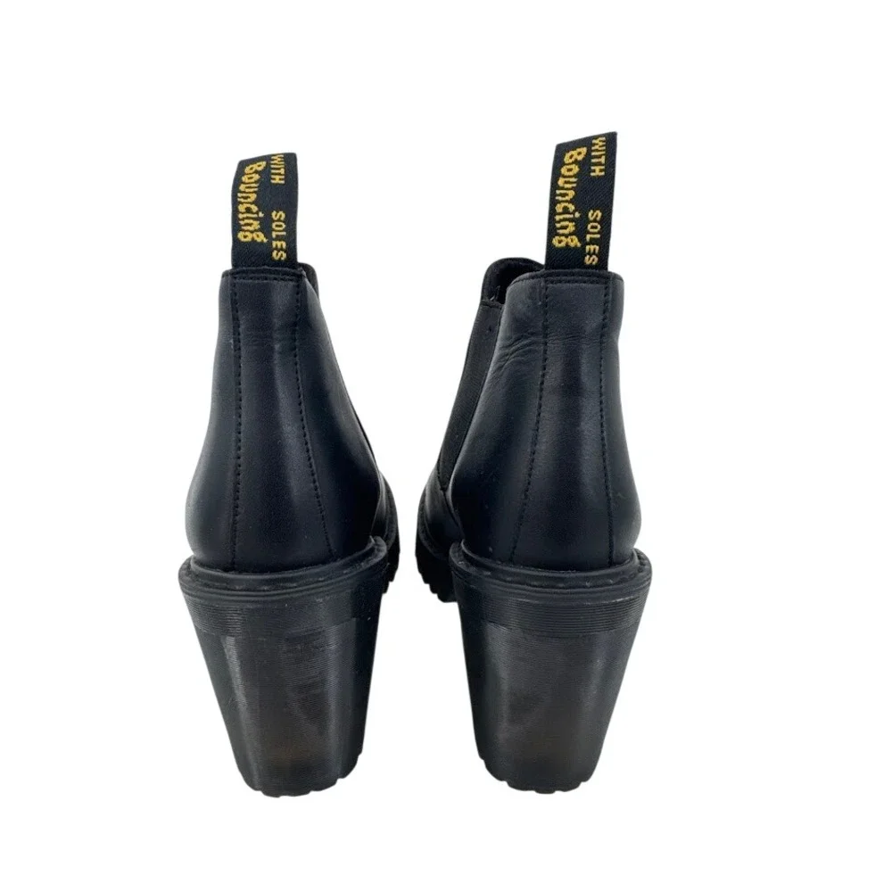 Dr. Martens Hurston Black Leather‎ Heeled Chelsea Boots Womens 8 AW004